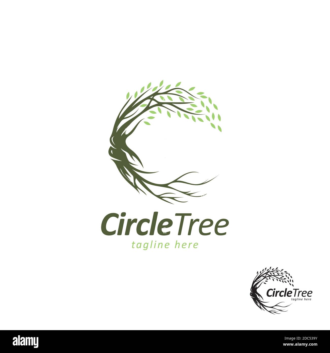 Kreis Baum Symbol Logo Design Vektor Vorlage.Creative Baum mit Zweig Und Roots Stock Vektor