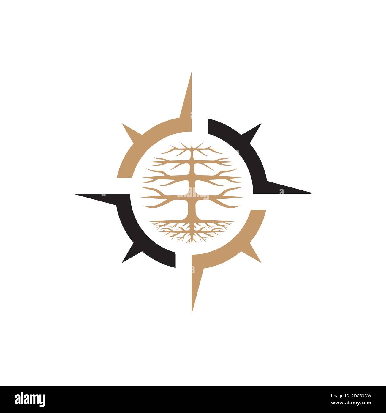 Kompass mit Baum Logo Design Vektor Vorlage.Creative Ziel Symbol Stock Vektor
