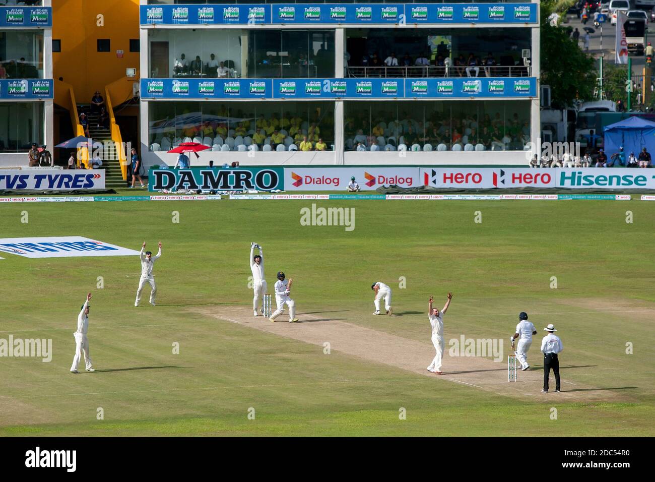 Action aus dem zweiten Test, Cricket-Spiel Australien Verse Sri Lanka auf Galle International Cricket Ground im südlichen Sri Lanka. Stockfoto