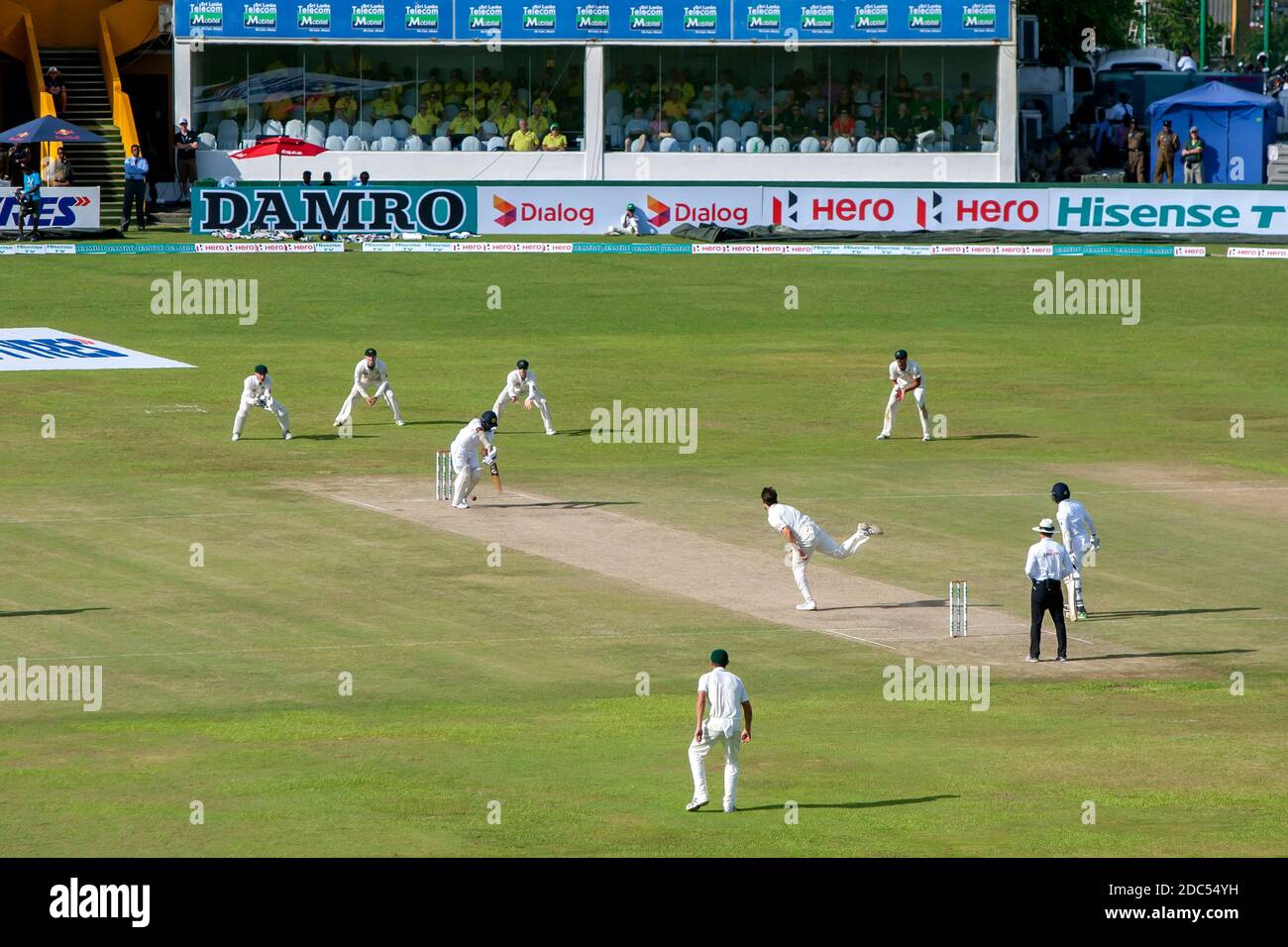 Action aus dem zweiten Test, Cricket-Spiel Australien Verse Sri Lanka auf Galle International Cricket Ground im südlichen Sri Lanka. Stockfoto