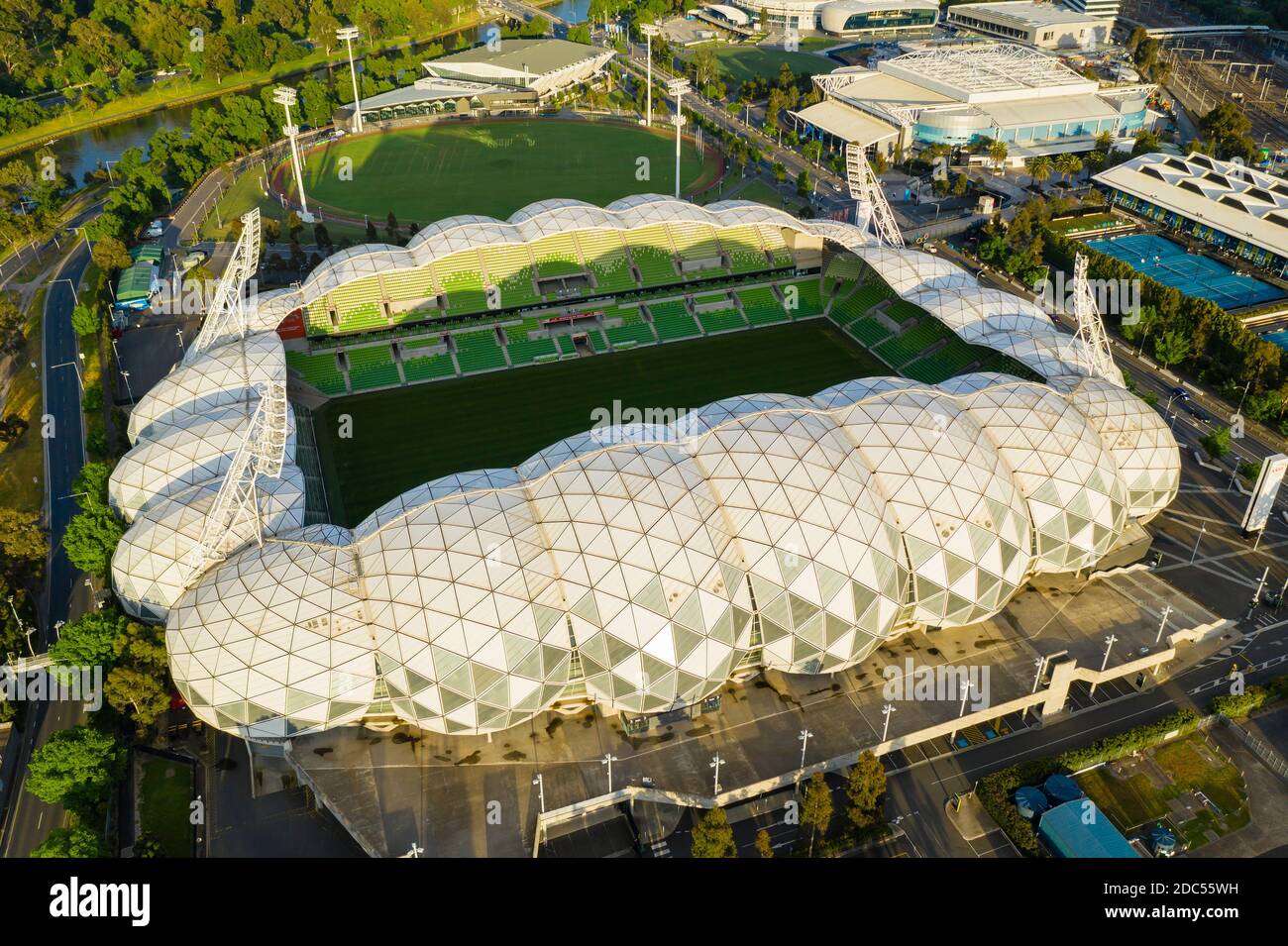 Luftaufnahme des Sportstadions in Melbourne Stockfoto