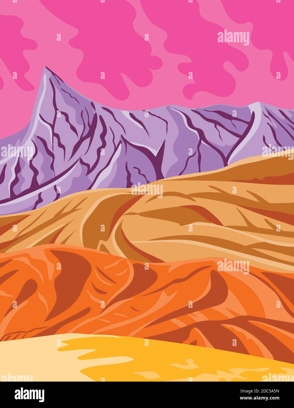 WPA Plakatkunst des Death Valley National Park, ein amerikanischer Nationalpark in Kalifornien Nevada, östlich der Sierra Nevada USA in Werken PR getan Stock Vektor