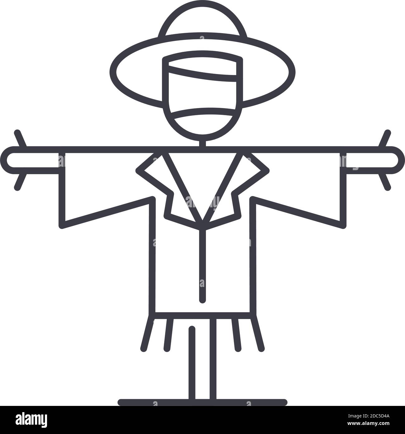 Scarecrow-Symbol, lineare isolierte Illustration, dünne Linie Vektor, Web-Design-Zeichen, Kontur Konzept Symbol mit editierbaren Kontur auf weißem Hintergrund. Stock Vektor