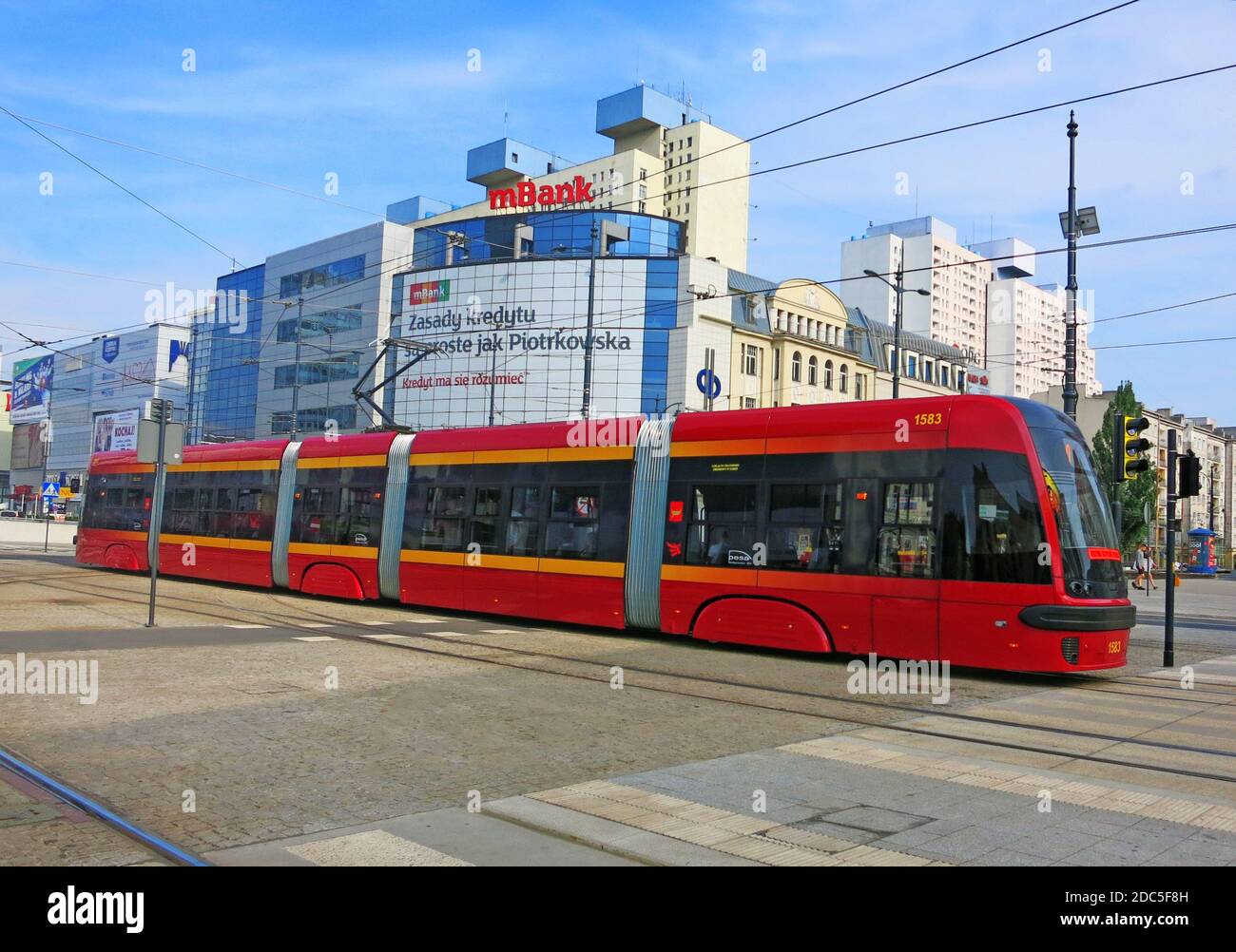 Straßenbahn in der Hauptstraße, Lodz, Polen Stockfoto