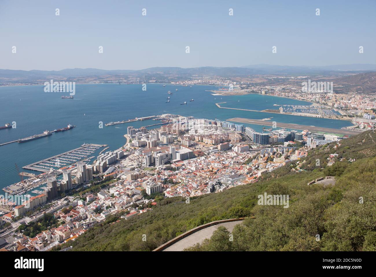 Gesamtansicht von Gibraltar und der Bucht von Algeciras Stockfoto