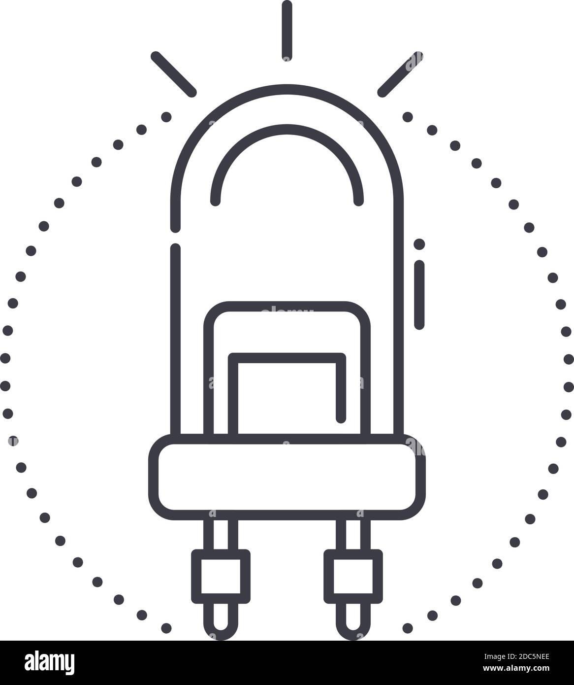 LEDSymbol, lineare isolierte Illustration, dünne Linie Vektor, Web