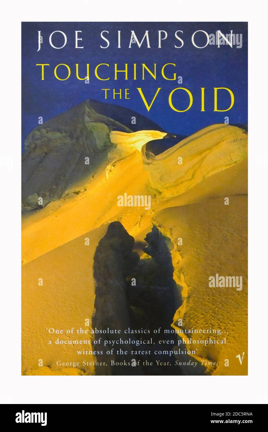Buchcover 'Touching the Void' von Joe Simpson. Stockfoto
