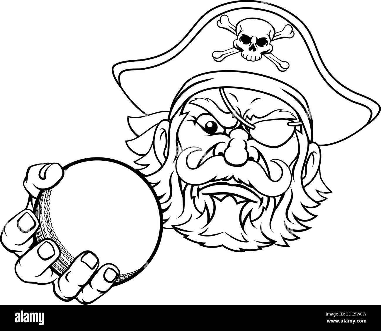 Pirate Cricket Ball Sport Maskottchen Cartoon Stock Vektor