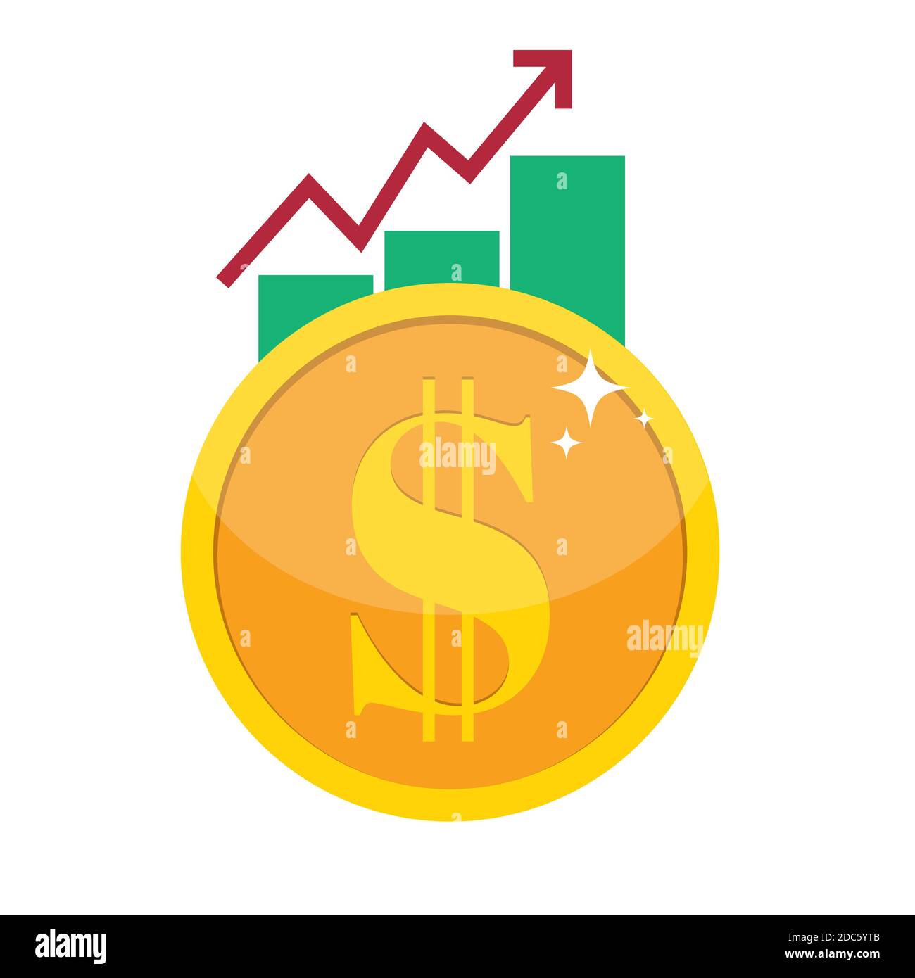 Konzept für finanzielles Wachstum. Finanzleistung des ROI-ROI mit Pfeil. Abbildung Stockfoto