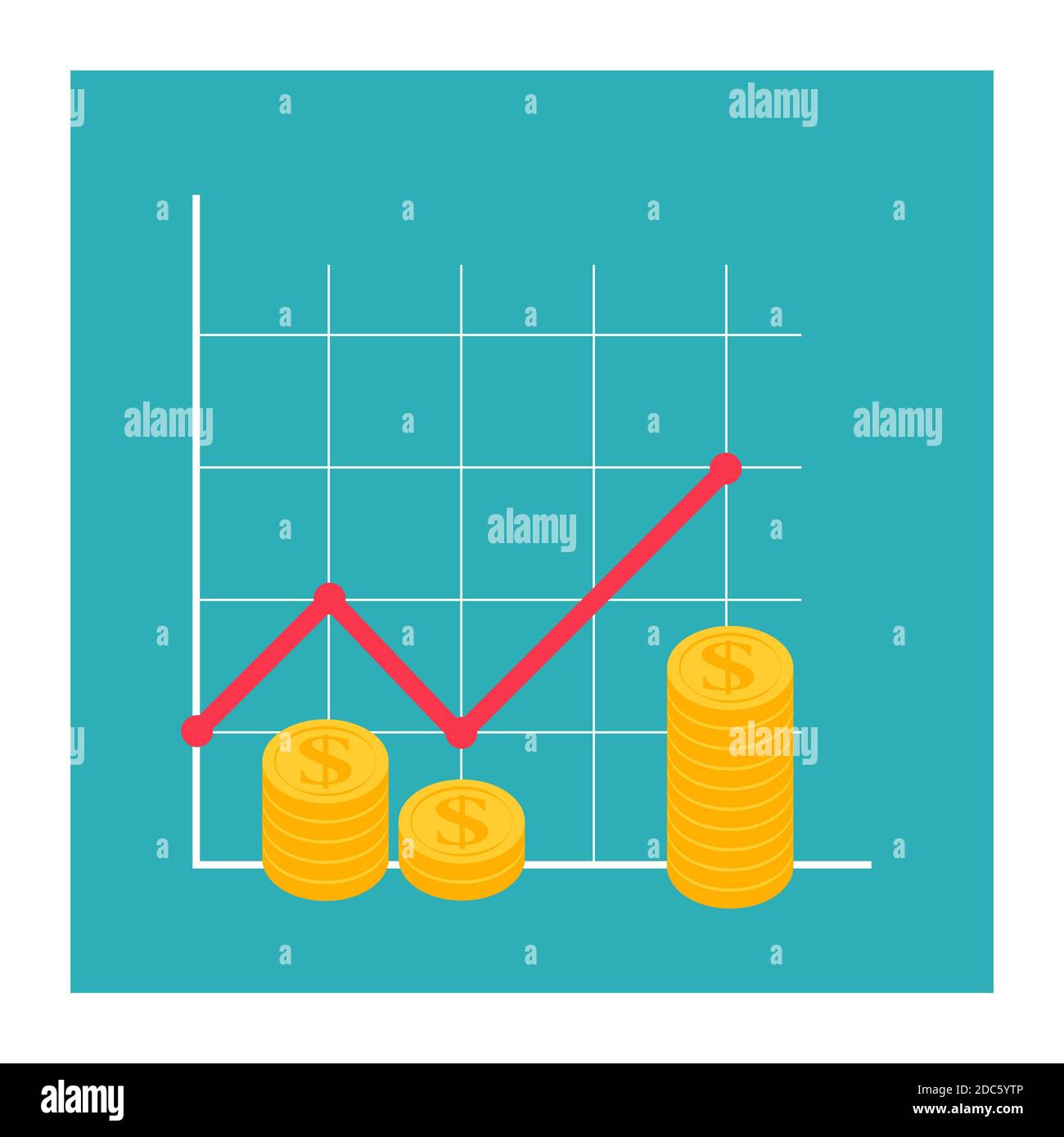 Konzept für finanzielles Wachstum. Finanzleistung des ROI-ROI mit Pfeil. Abbildung Stockfoto