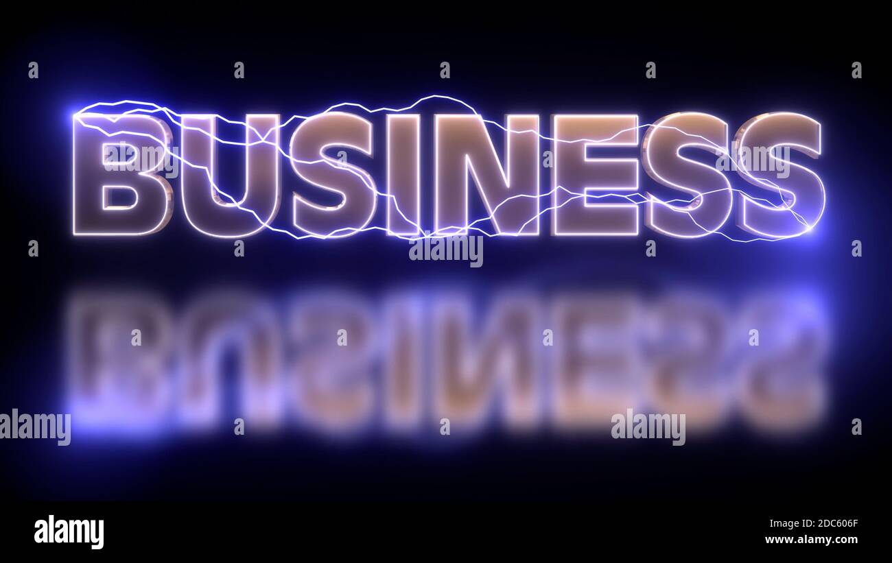 Business-Konzept-Thema, futuristische und filmische Business-Titel oder Text mit schönen Cyberpunk Lichteffekt, Business-Hintergrund, 3D-Render Stockfoto