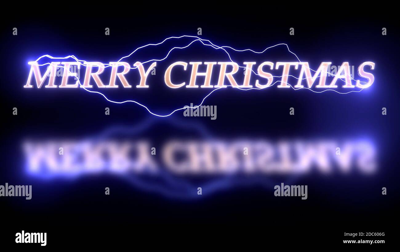 Frohe Weihnachten Präsentation Thema, futuristisch und cineastische Frohe Weihnachten Titel oder Text mit schönen Cyberpunk Lichteffekt, Weihnachten und Neujahr Stockfoto