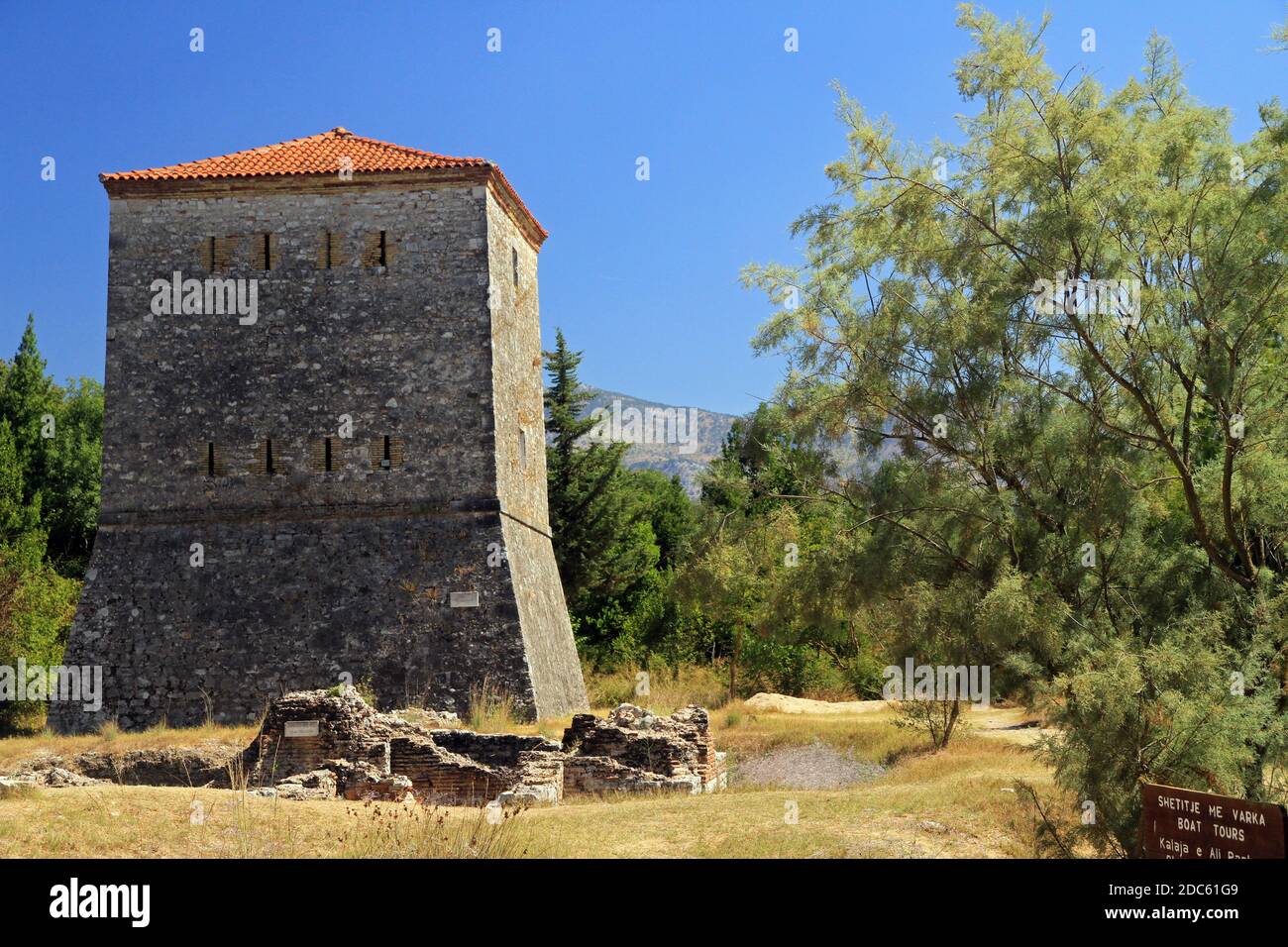 Venezianischer Turm, Ali Pasha Tower, Butrint, Buthrotum, Albanien Stockfoto
