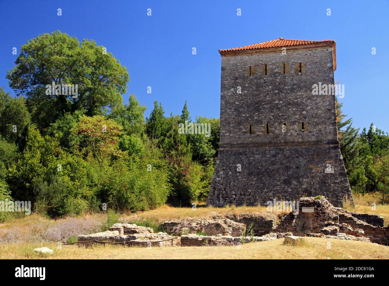 Venezianischer Turm, Ali Pasha Tower, Butrint, Buthrotum, Albanien Stockfoto