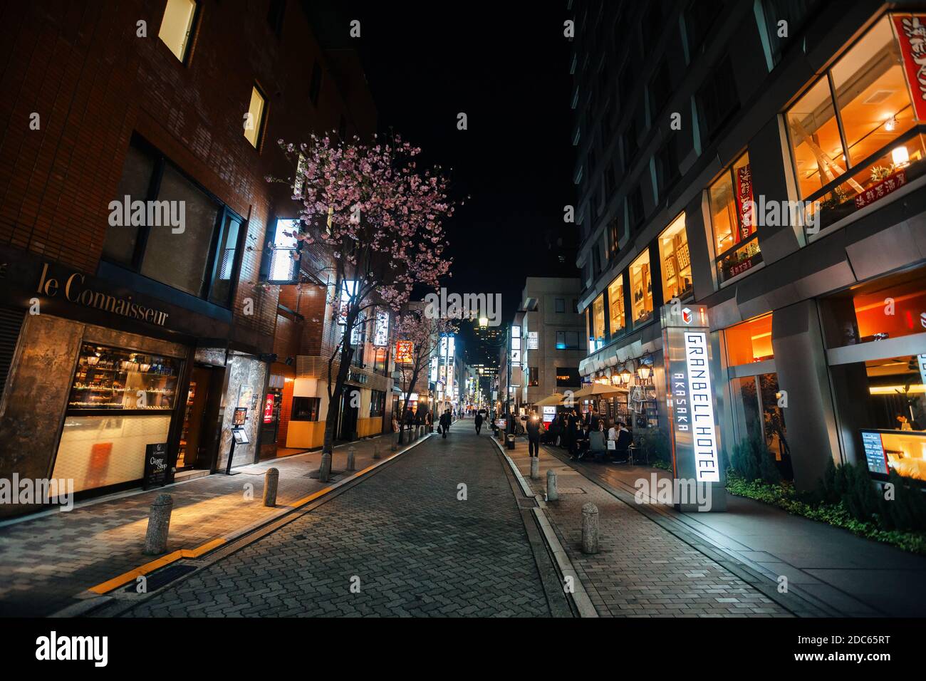 TOKIO, JAPAN - 06. Apr 2016: Die Straßen und Nachtlichter von Tokio. Tokio - Japanische Hauptstadt, Verwaltung, Finanzen, Kultur, Handel und Politik Stockfoto