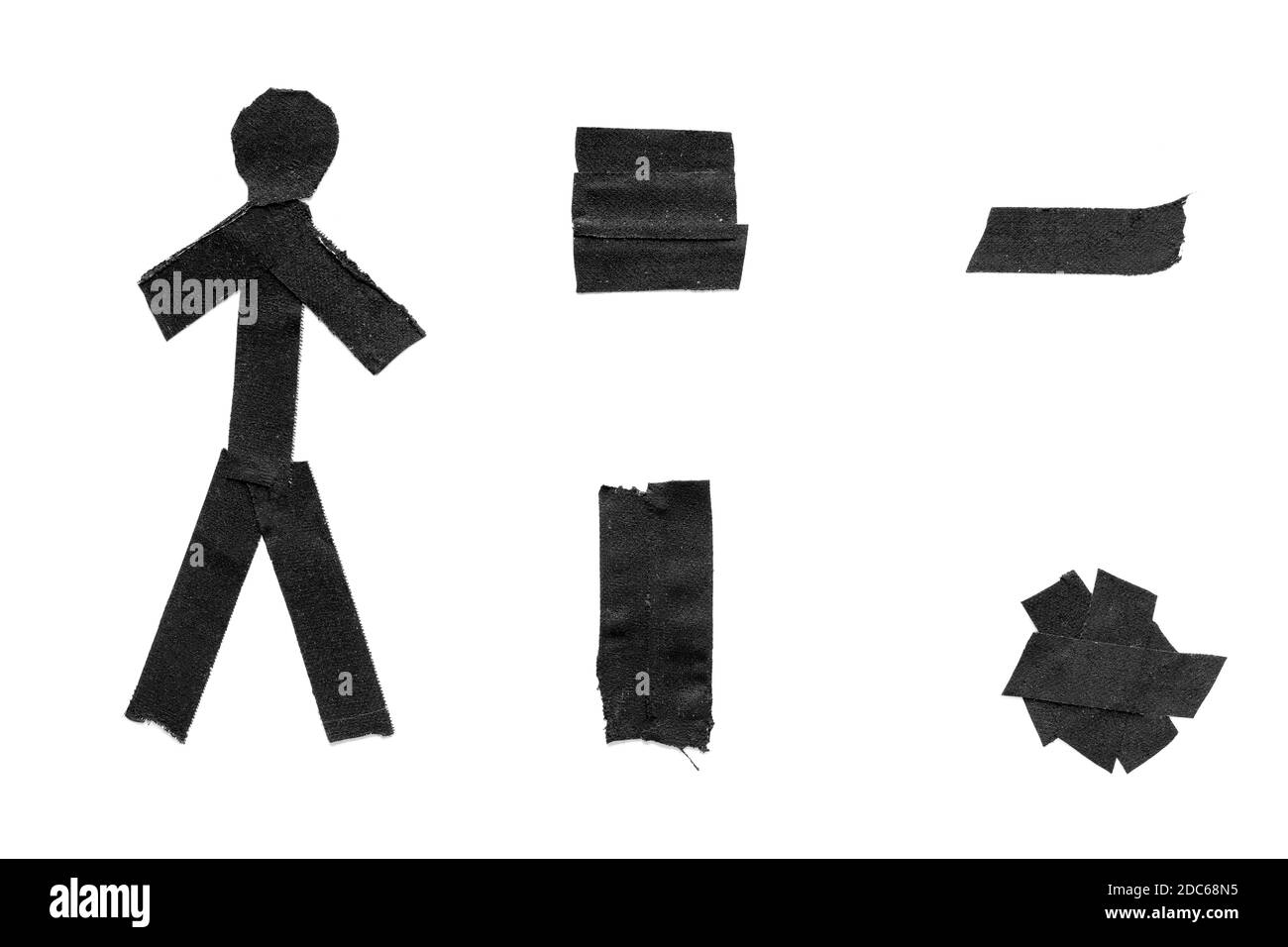 Schwarzes Klebeband isoliert auf einem weißen Stockfoto