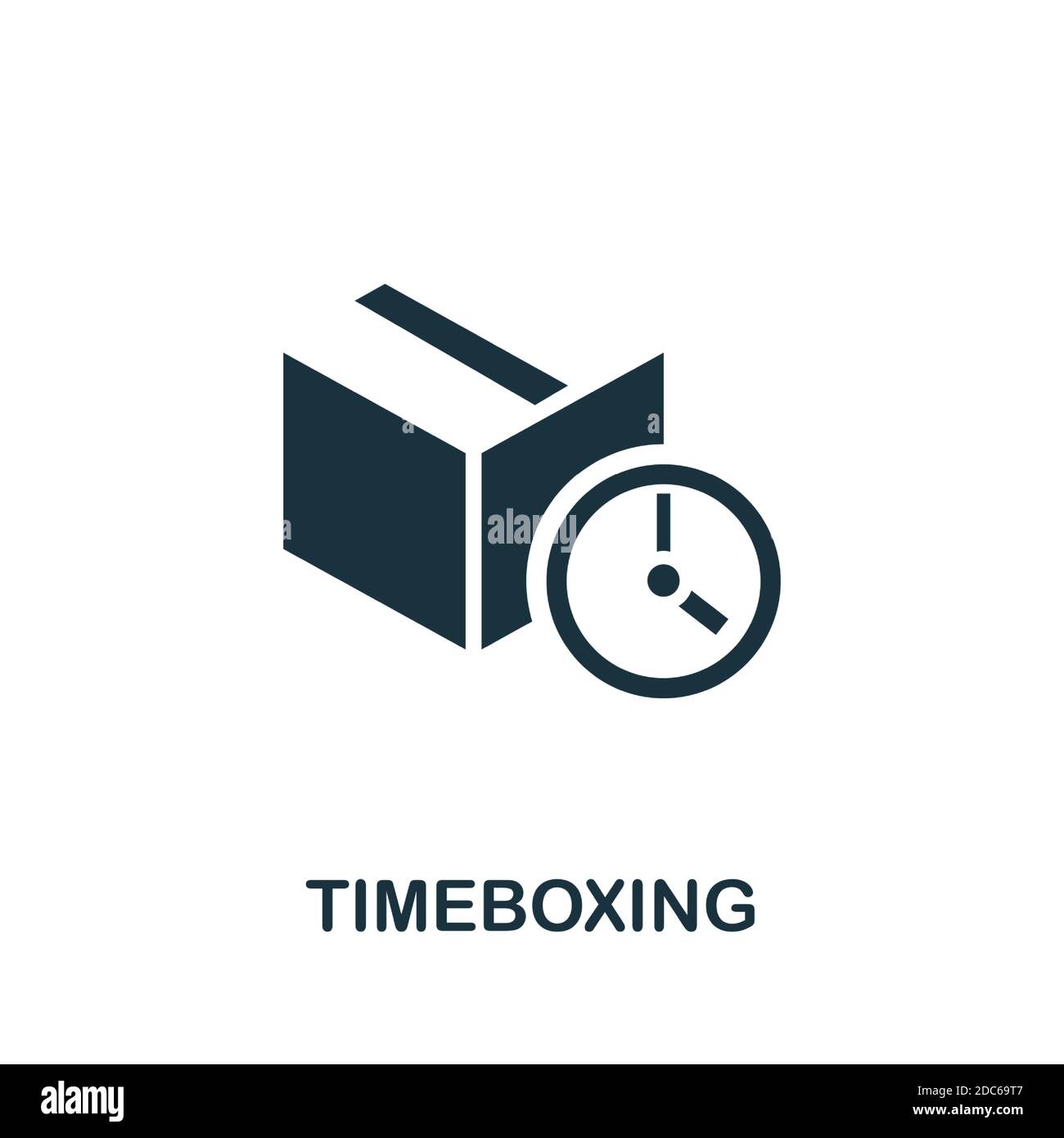 Timeboxing-Symbol. Einfaches Element aus der agilen Methodensammlung. Gefülltes Timeboxing-Symbol für Vorlagen, Infografiken und mehr Stock Vektor