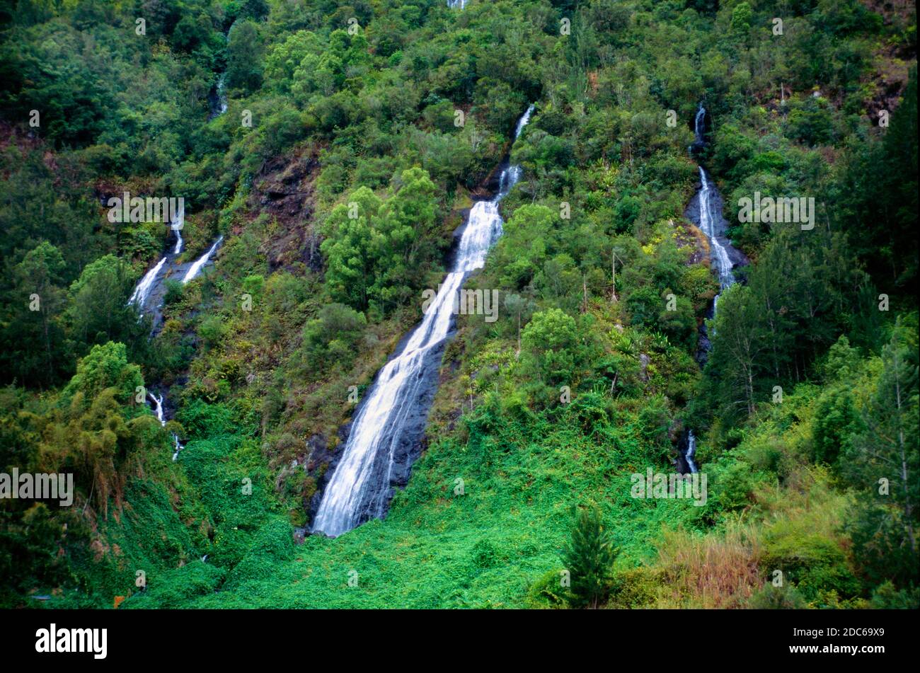Brautschleier Wasserfall oder Cascade Les Voiles de la Mariée, Salazie La Rénuion oder Réunion Island Frankreich Stockfoto