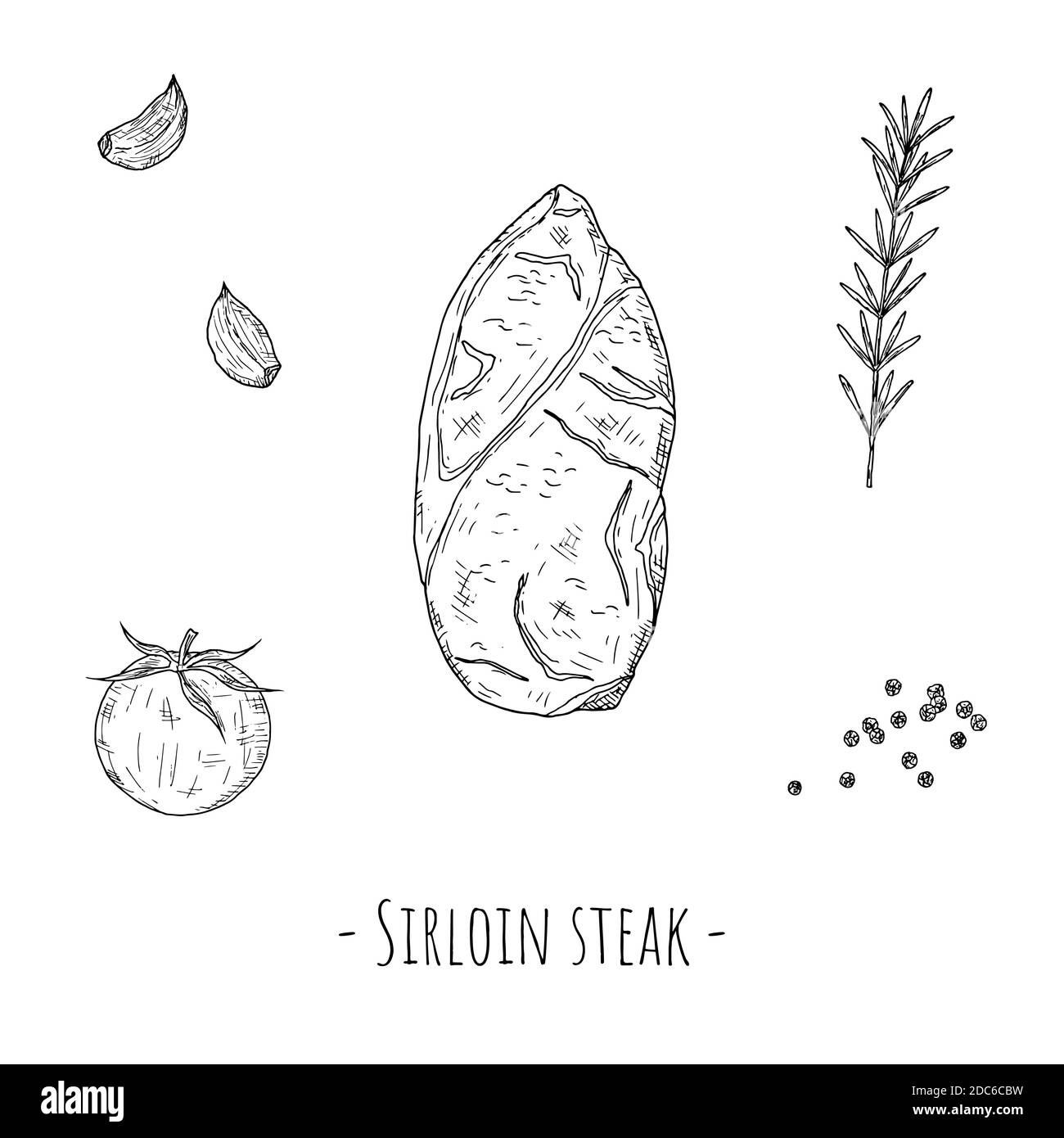 Lendensteak. Vektorgrafik Cartoon-Illustration. Isoliertes Objekt auf weißem Hintergrund. Handgezeichneter Stil. Stock Vektor