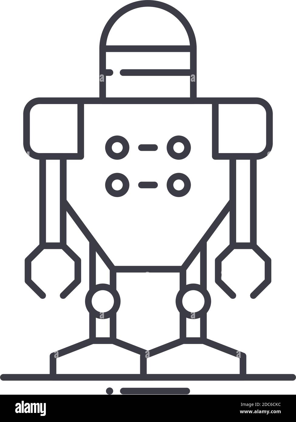 Cyborg Roboter-Symbol, lineare isolierte Illustration, dünne Linie Vektor, Web-Design-Zeichen, Umriss Konzept Symbol mit editierbarer Kontur auf weißem Hintergrund. Stock Vektor