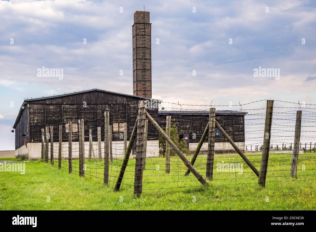 Lublin, Lubelskie/Polen - 2019/08/17: Rekonstruiertes Krematorium von Majdanek KL Lubliner NS-Konzentrations- und Vernichtungslager - Konzentrationsla Stockfoto