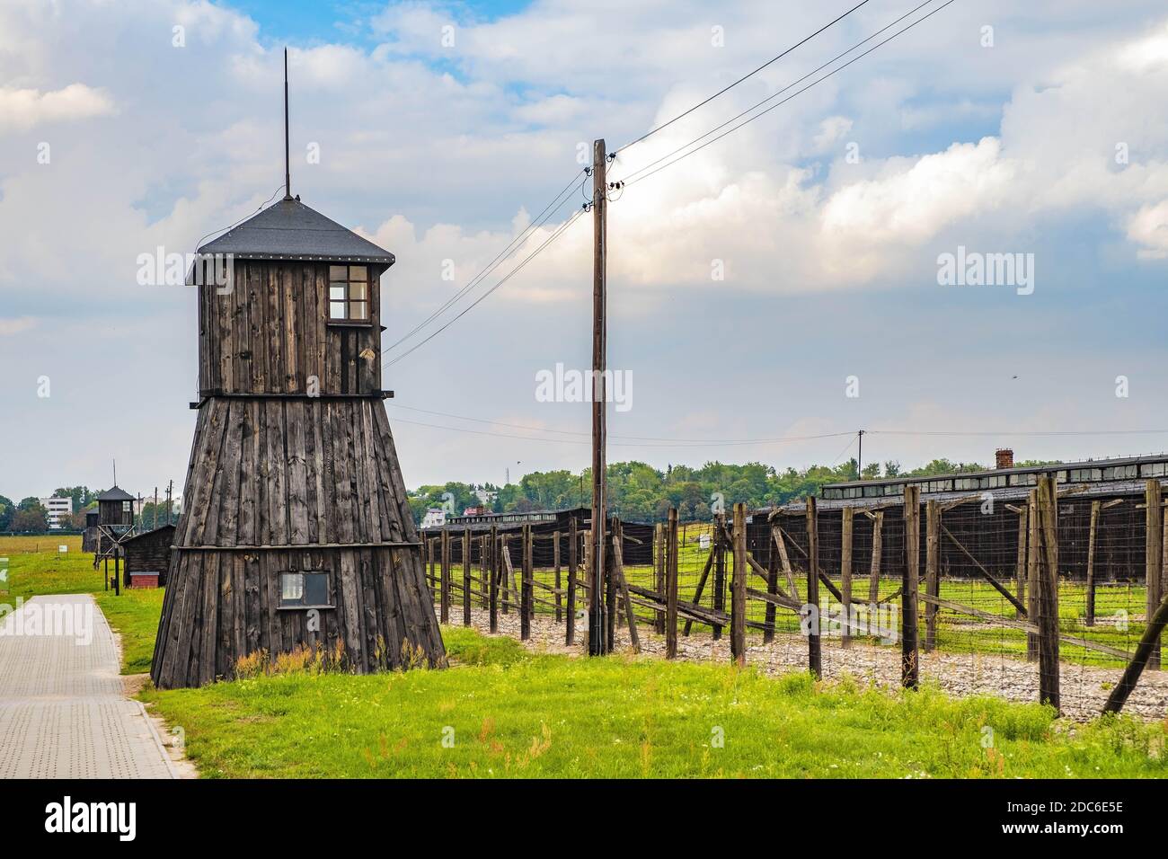 Lublin, Lubelskie/Polen - 2019/08/17: Panoramaaussicht auf das Konzentrationslager und Vernichtungslager Majdanek KL Lublin - Konzentrationschlager Lub Stockfoto