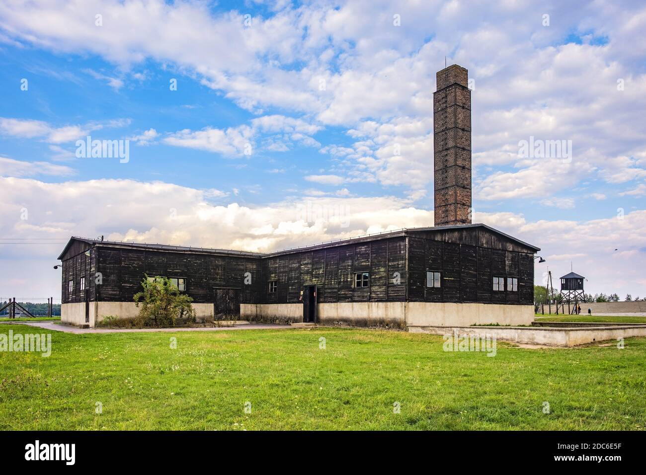 Lublin, Lubelskie/Polen - 2019/08/17: Rekonstruiertes Krematorium von Majdanek KL Lubliner NS-Konzentrations- und Vernichtungslager - Konzentrationsla Stockfoto