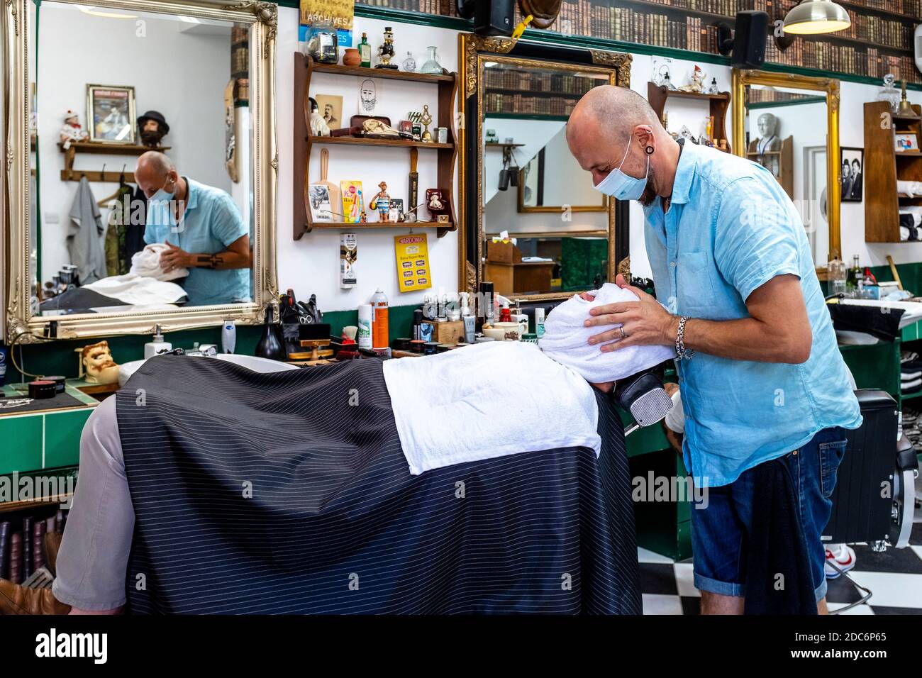 Ein Friseursalon für Herren, Brighton, East Sussex, Großbritannien. Stockfoto