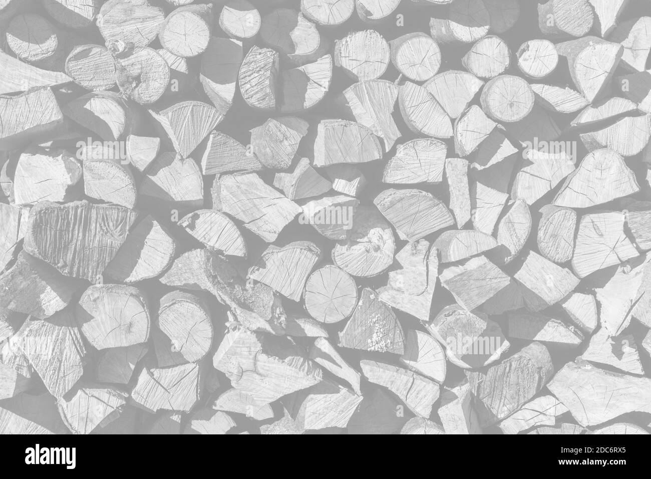 Stapel von Holzstämmen. Holz Protokolle Textur Hintergrund. Bild in hellgrauer Tonalität Stockfoto