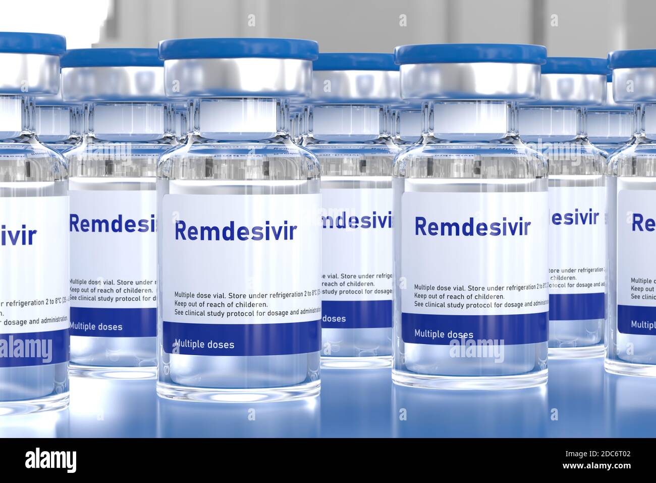 Remdesivir antivirales FDA-zugelassenes Medikament zur Behandlung von Coronavirus covid-19, 3d-Illustration Stockfoto