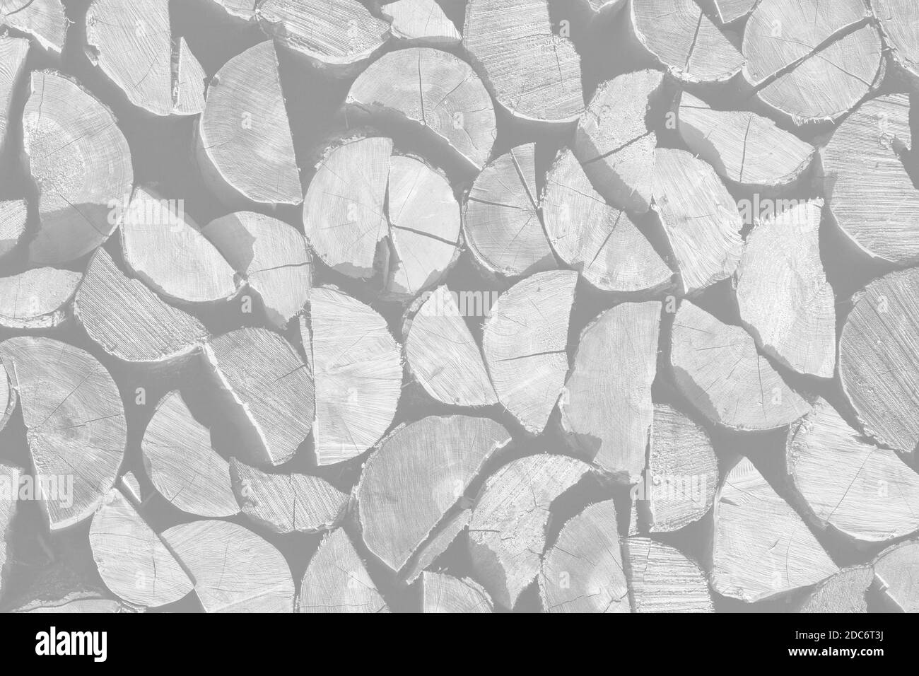 Stapel von Holzstämmen. Hintergrund der trockenen gehackten Brennholz Protokolle. Bild in hellgrauer Tonalität Stockfoto