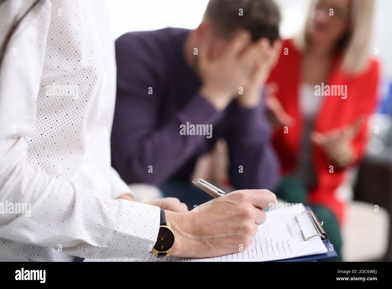 Verheiratetes Paar bei Psychologen ist ein Termin Nahaufnahme Stockfoto