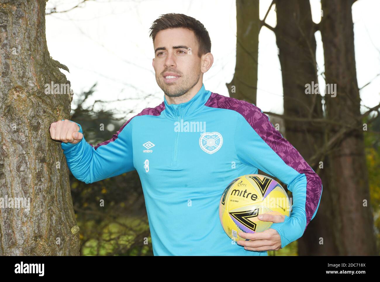 Oriam Sports Centre Riccarton, Edinburgh. Schottland UK.19. Nov 20 Hearts Hearts Mittelfeldspieler Olly Lee Media Conference Konferenz für Championship Match gegen Dunfermline Athletic. Kredit: eric mccowat/Alamy Live Nachrichten Stockfoto