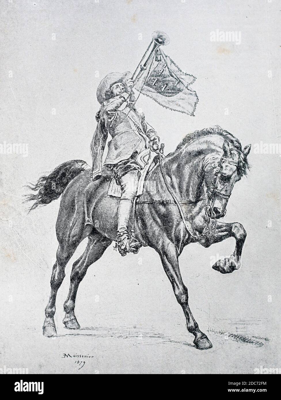 Herald der Ära von Louis XIII.. Basierend auf Messonnier's Zeichnung. Stockfoto
