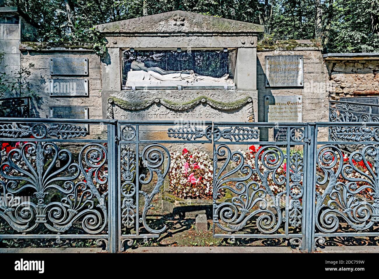 Weimar, alter Friedhof: Grab der Goethe-Familie, Freund Goethes; Weimar, alter Friedhof: Grab der Familie Goethje Stockfoto