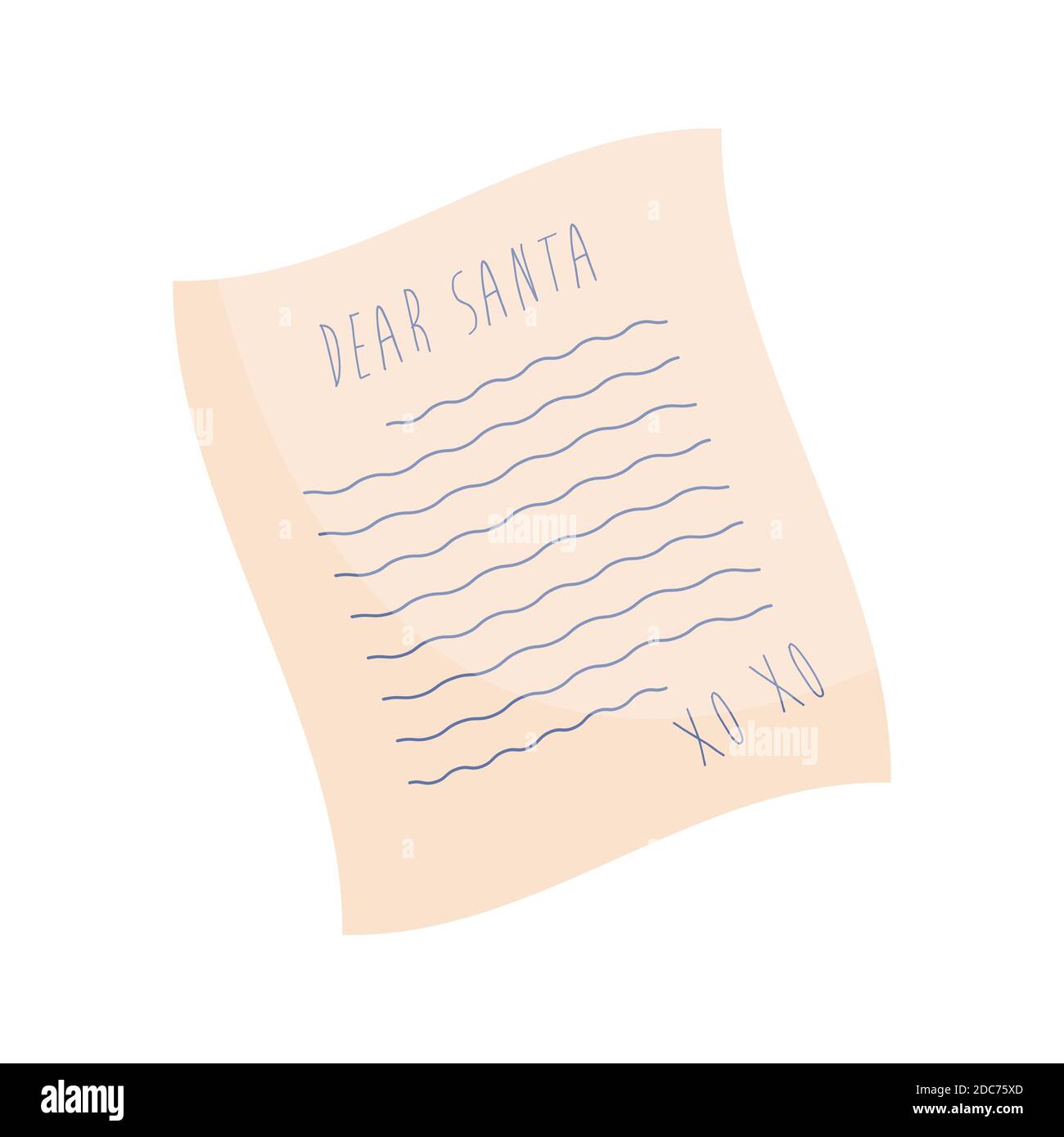 Liebe Santa Weihnachten Wunsch Brief, Cartoon-Vektor-Illustration Stock Vektor