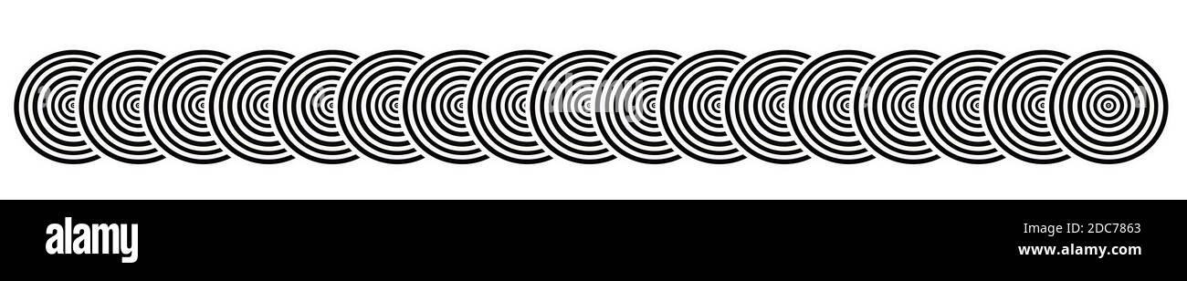 Fußzeile Kreis Münze Form Muster schwarz und weiß zur Dekoration Stockfoto