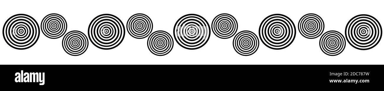 Fußzeile Kreis Münze Form Muster schwarz und weiß zur Dekoration Stockfoto