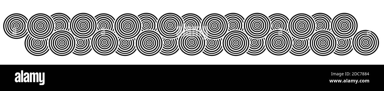 Fußzeile Kreis Münze Form Muster schwarz und weiß zur Dekoration Stockfoto