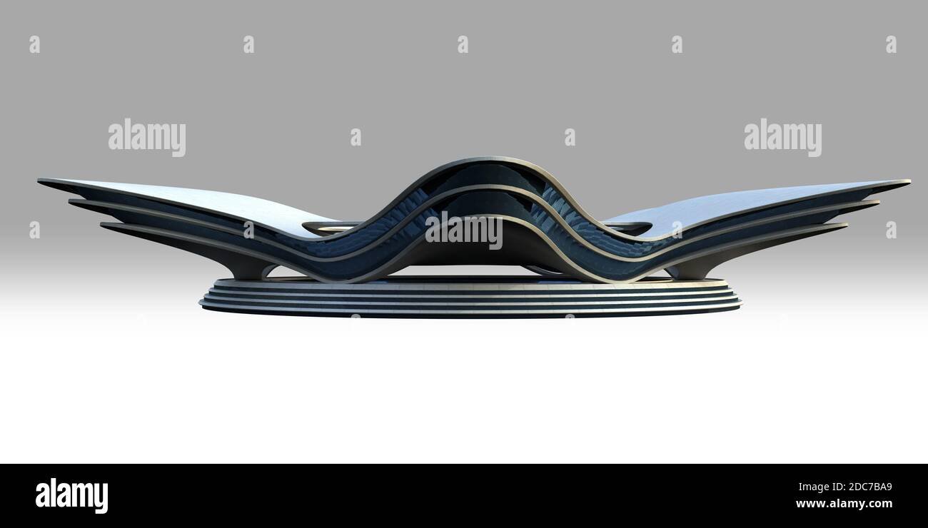 3D-Illustration der futuristischen Stadtarchitektur mit einem flachen organischen Design und der Isolation Arbeitspfad ist in der Datei enthalten, für Science fictio Stockfoto