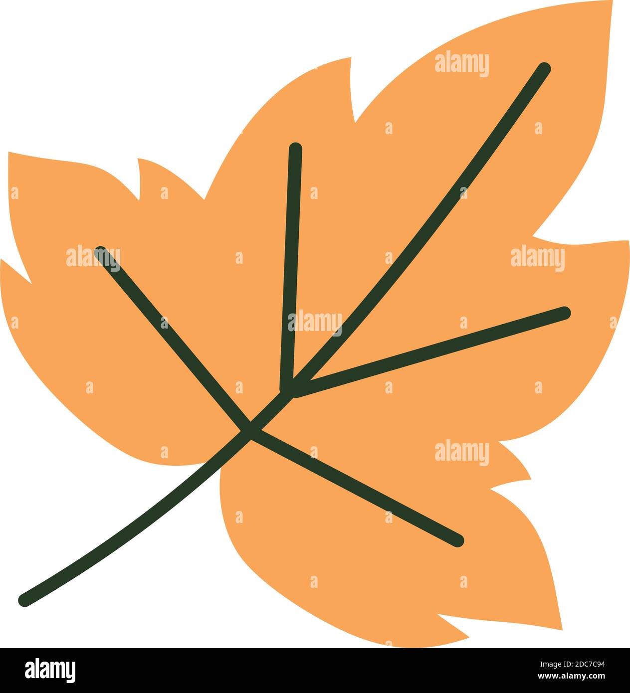 Symbol für trockenes Blatt auf weißem Hintergrund, Halbzeilenfarben, Vektorgrafik Stock Vektor