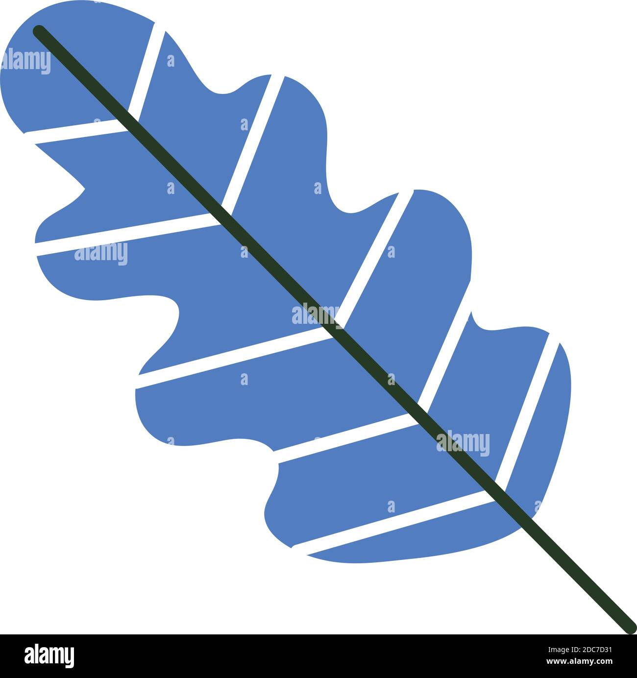 Eichenblatt-Symbol auf weißem Hintergrund, halbe Linie halb Farbe Stil, Vektor-Illustration Stock Vektor