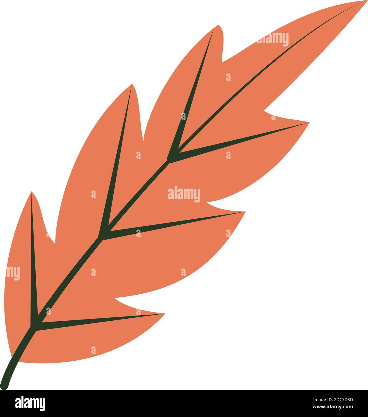Trockenes Blattsymbol auf weißem Hintergrund, halbzeiliger Farbstil, Vektorgrafik Stock Vektor