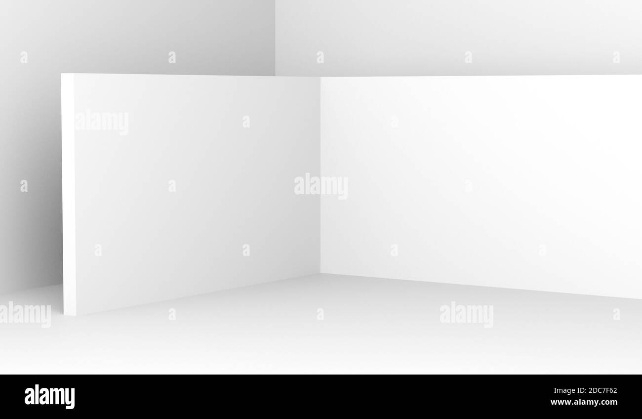 Architektur blank weiß minimalistischen Wand Ecke Indoor 3D-Illustration Stockfoto