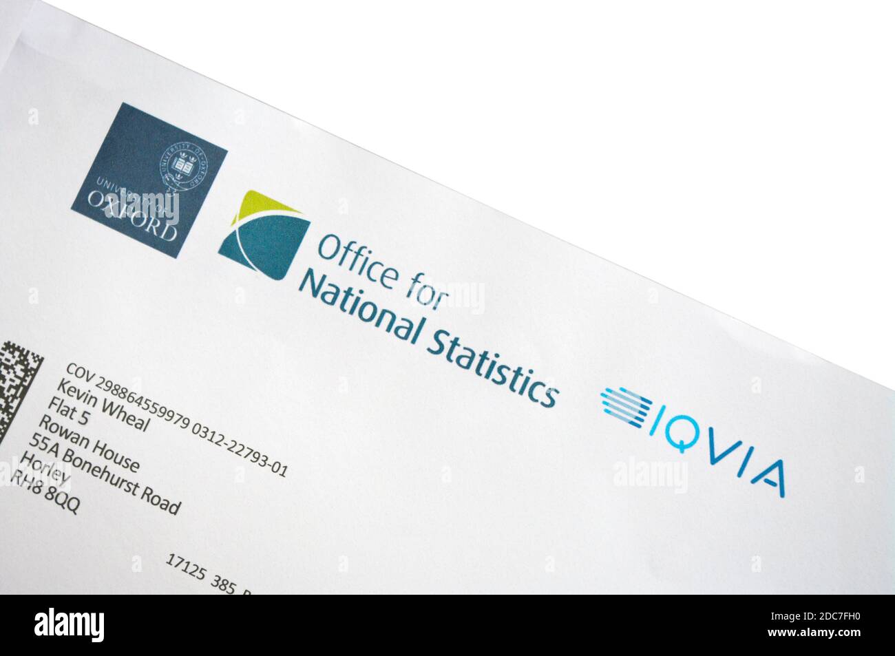 Amt für nationale Statistik Brief und Logo auf Briefkopf Stockfoto