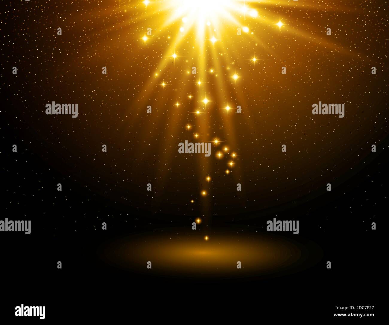 Abstrakter heller Hintergrund. Magisches Licht mit Gold Burst Stock Vektor