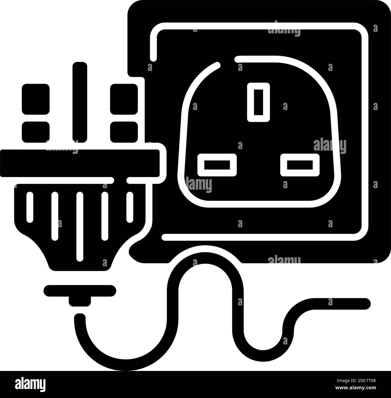 Schwarzes Glyphensymbol für industrielle Netzsteckdose Stock Vektor