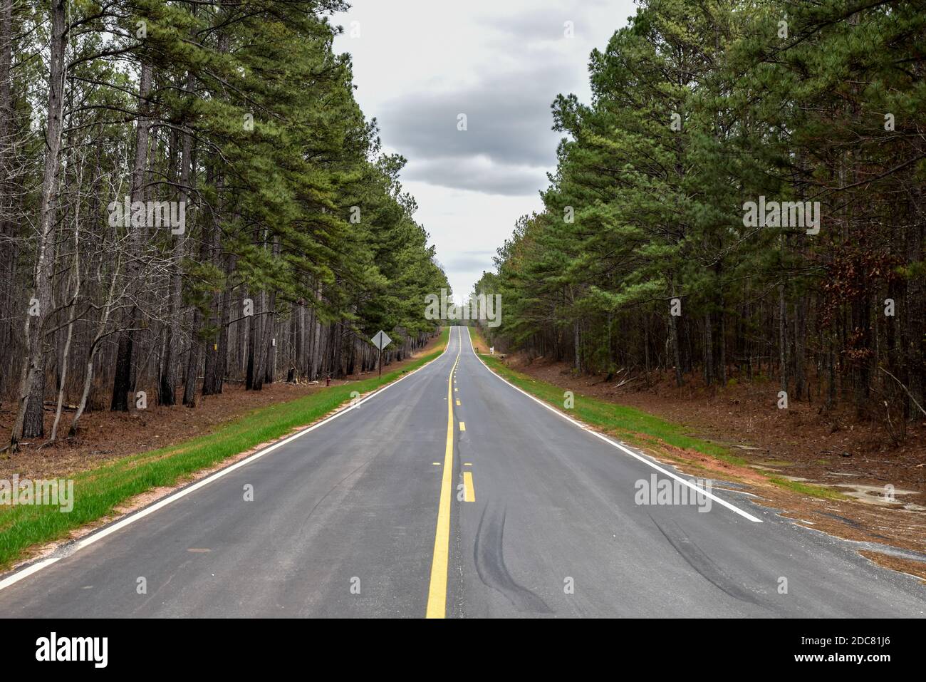 Niedriger Winkel Blick auf leere gepflasterte Autobahn Straße in der Land Stockfoto