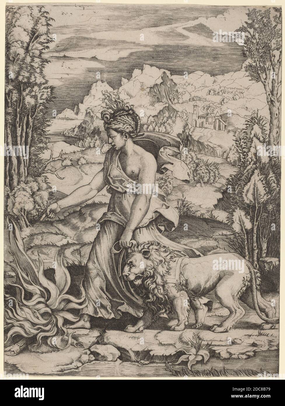 Marco Dente, (Künstler), Italienisch, c. 1493 - 1527, Fortitude, Gravur Stockfoto