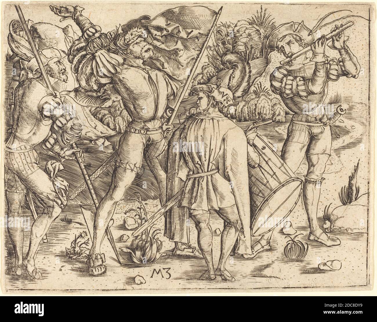 Master MZ, (Künstler), Deutsch, aktiv c. 1500, vier Soldaten, c. 1500, Gravur Stockfoto